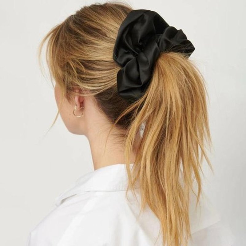 4 Packs Extra Large Satin Silk Hair Scrunchies Soft Big Oversized Scrunchy Thick Elastic Fluffy Hair Ties Ponytail Holder Jumbo Scrunchies for Women and girls