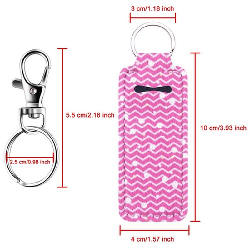 Duufin 20 Pieces Chapstick Holder Keychain Lip Balm Holder Neoprene Lipstick Keychain Holder with 20 Pieces Metal Clip Cords for Chapstick Tracker and Safeguard