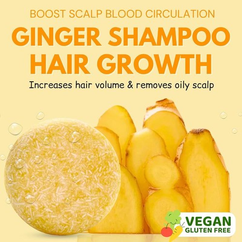 Skiennix Ginger Rosemary & Rice Water Shampoo Bar Pack of 3 - Promotes Hair Growth & Thickening | Sulfate-Free, pH Balanced for All Hair Types
