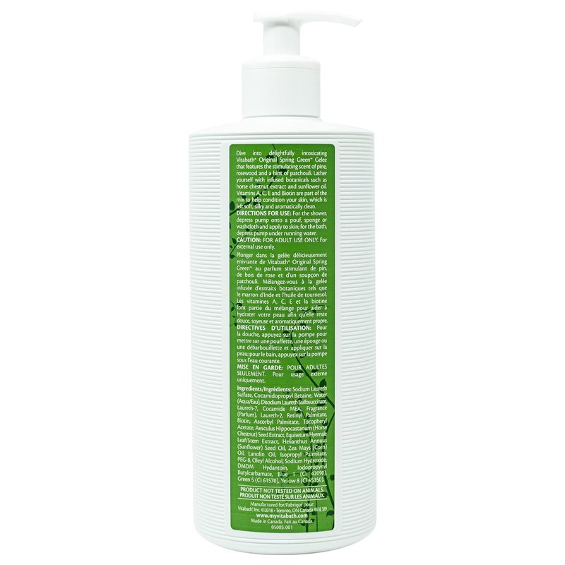Vitabath Original Spring Green Bath & Shower Gel - Hydrating Botanical Skin Rejuvenation, 21 oz