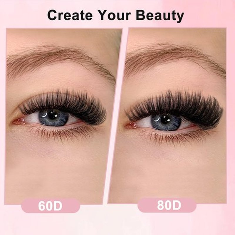 GRACEFULIA Fluffy Lash Clusters Kit 60D+80D, DIY Lash Extension Kit with 280PCS 10-18mm Thick Individual Lashes, Bond & Seal, Tweezers for Eyelash Extensions at Home
