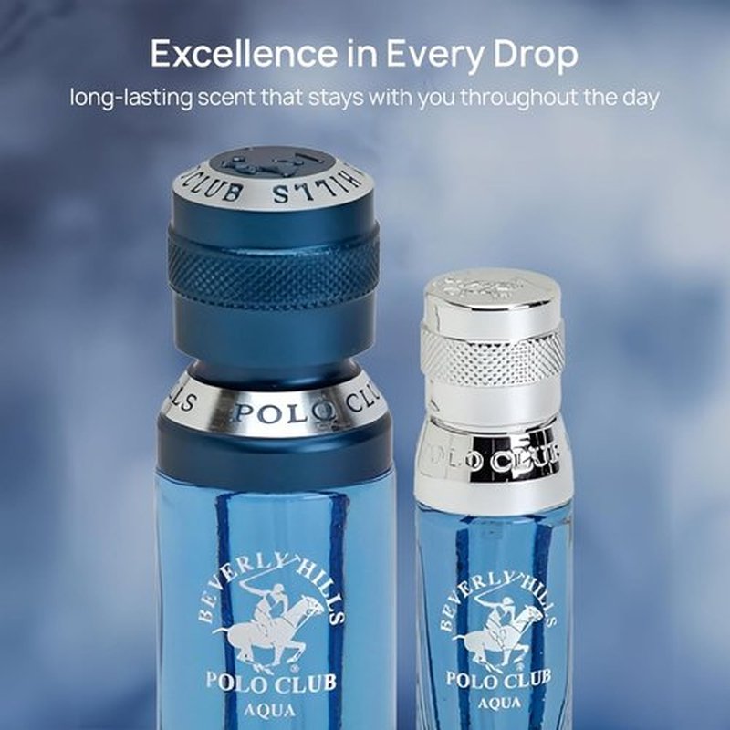 Beverly Hills Polo Club Men's Eau De Toilette Aqua - Long-Lasting Fragrance Set, 2.2 Fl Oz (1.7oz + 0.5oz)
