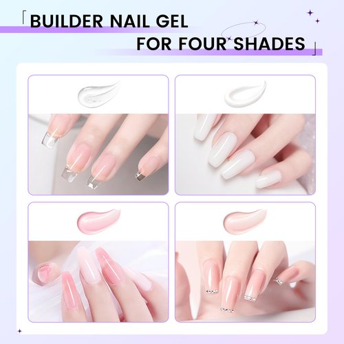 Hard Gel Builder Gel for Nails Durable Strong Long-lasting Nude 3D Sculpting Nail Extension Nail Builder Kit 1.05oz (nude, 1fl.oz)