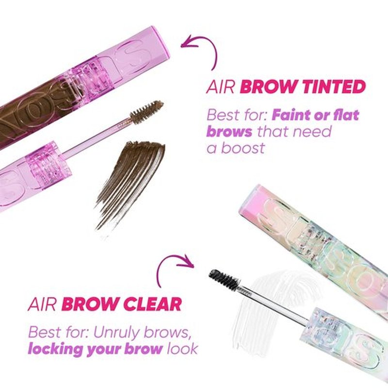 Kosas Air Brow Tinted Eyebrow Gel – Volumizing Brow Gel with Flexible Long-Lasting Hold, Medium Brown