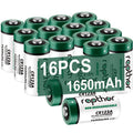 rapthor CR123A 16pack Lithium Batteries 1650mAh High Power UL Certified 3V Non-Rechargeable Battery with Built-in PTC for Flashlight Toys Alarm System Microphones (Not for Arlo)