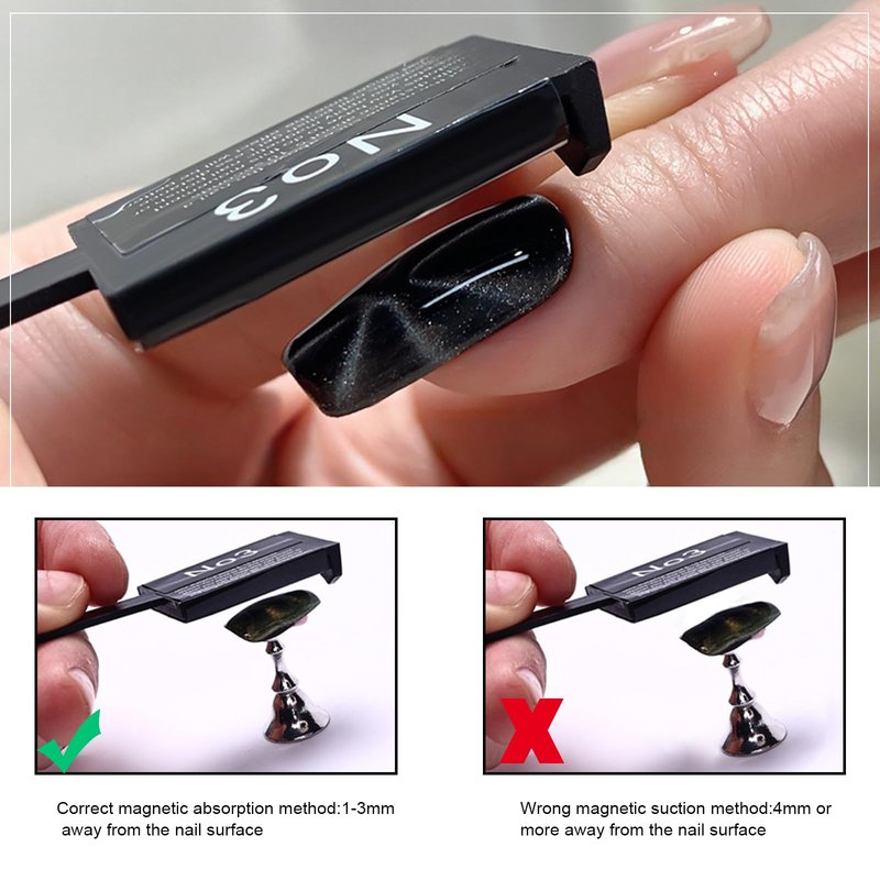 XEAOHESY 60 Pieces Cat Eye Magnet for Nails Magnetic Beads Cube Magnet Multi-Functional Nail Magnet Wand Magnet Stick Magnetic Pen 9 Nail Magnet Plates With Different Patterns for Cat Eye Nail Polish