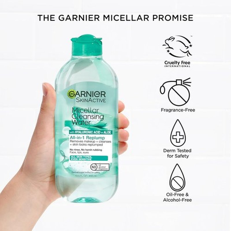 Garnier Micellar Water - Hydrating Facial Cleanser & Makeup Remover with Hyaluronic Acid | 13.5 Fl Oz