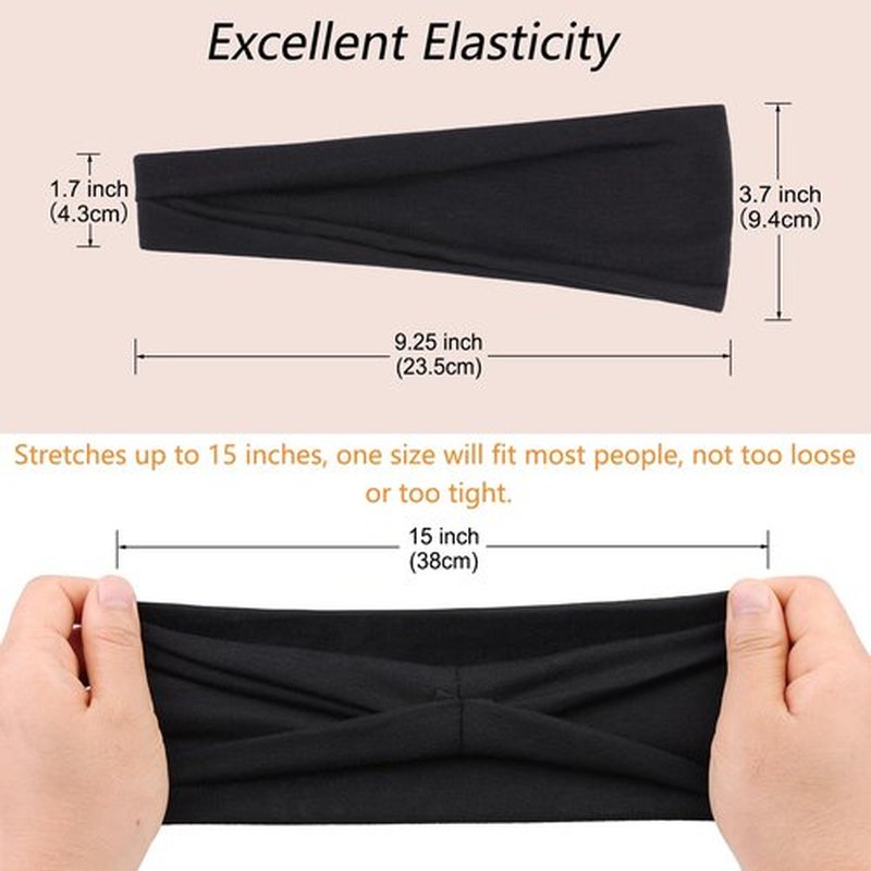 RuiYok Black Headbands for Women 6PCS,Non Slip Head Bands Hair Accessories for Securing Hair,Elastic Hairbands for Yoga Workout Every Day