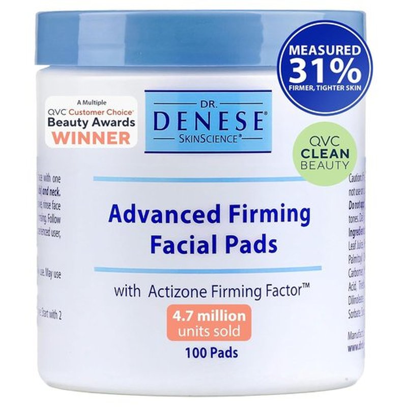 Dr. Denese SkinScience Advanced Firming Facial Pads - Exfoliating Glycolic Acid & Peptides, 100 Count | Smooth, Radiant Skin
