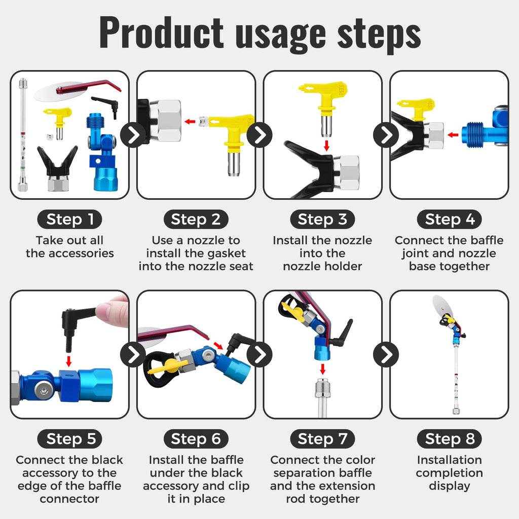Airless Spray Gun Paint Edger Guide Edge Spray Tool Paint Accessory Extension Airless Paint Sprayer Nozzle 517 Tip 12 Inch Extension Pole(Comes with a Black Storage Box)