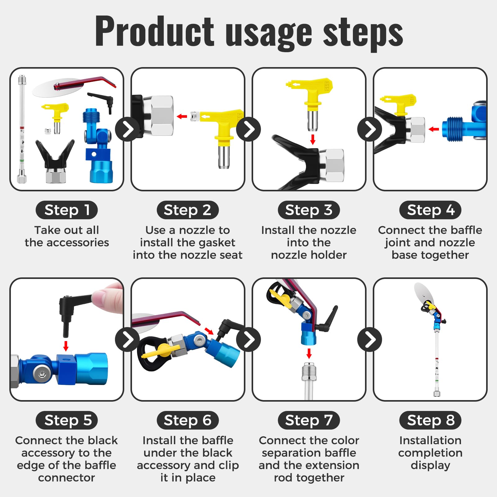 Airless Spray Gun Paint Edger Guide Edge Spray Tool Paint Accessory Extension Airless Paint Sprayer Nozzle 517 Tip 12 Inch Extension Pole(Comes with a Black Storage Box)
