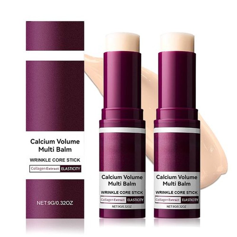 Lampolar 2PCS Calcium Multi Balm Stick, Calcium Volume Multi Balm, All-in-One Collagen Moisturizing Stick, Lightweight Hydration, Travel-Friendly Skincare for Face, Eyes, Lips & Neck