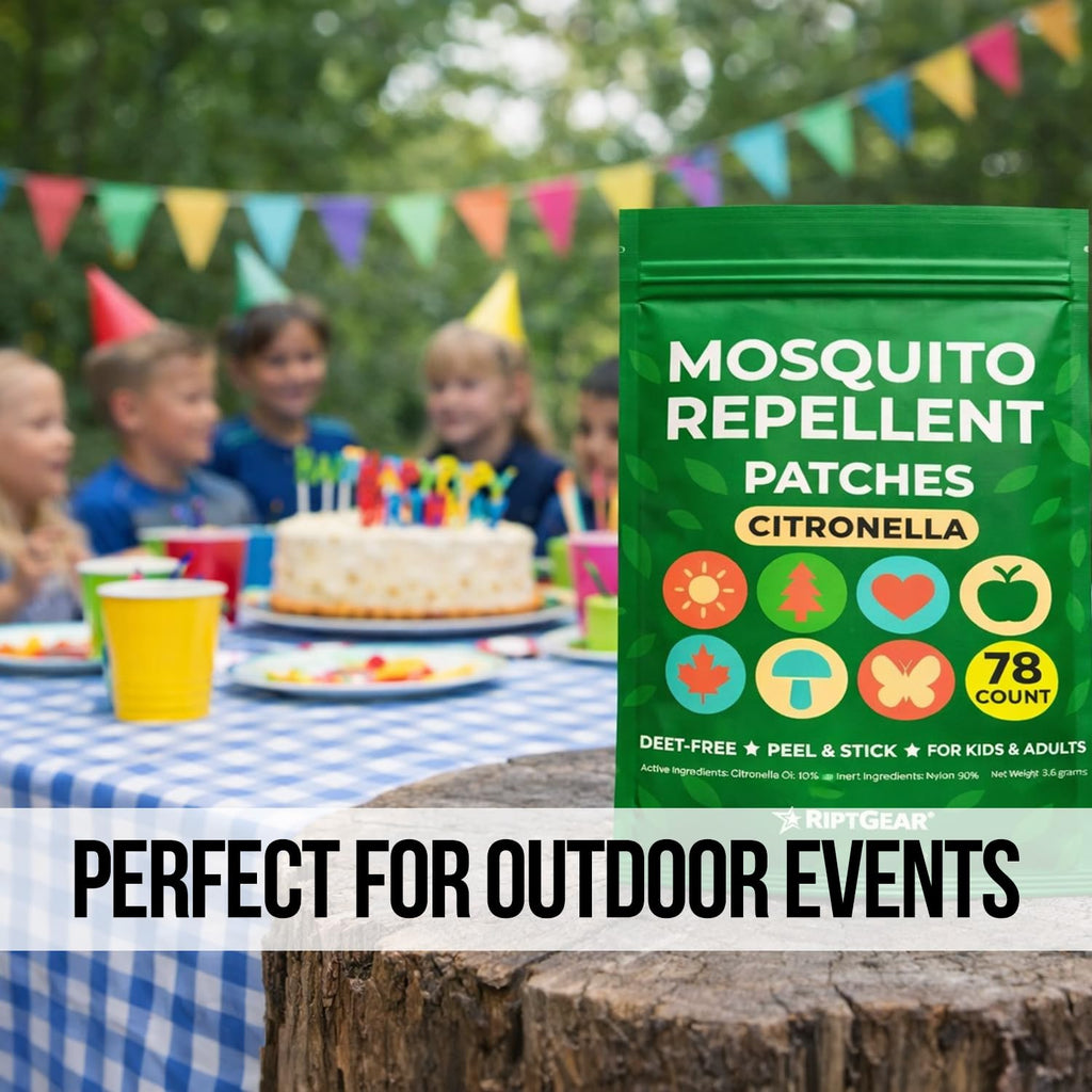 RiptGear Natural Mosquito Patch Stickers for Kids - Insect Citronella Oil Stickers (78 Pack)