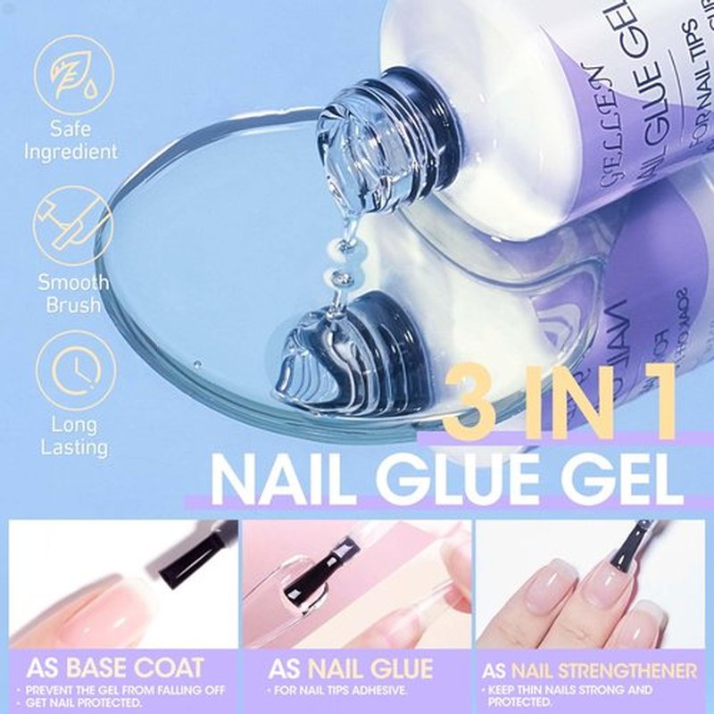 Gellen Gel Nail Kit Coffin 240pcs Nail Tips Extension Set with Everything, Etch X Nail Tips DIY Kit Long Coffin Gel Nail Glue U V Light for Women