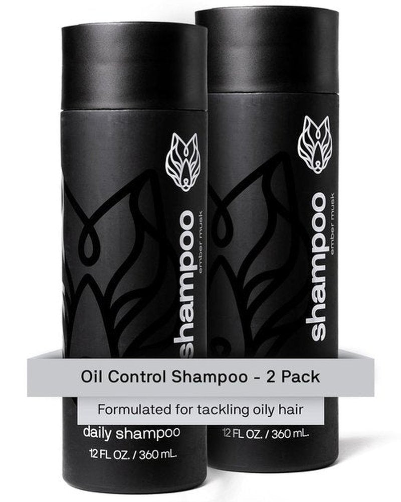 Black Wolf Charcoal-Infused Shampoo for Oily Hair | 2-Pack, 12 Fl Oz - Deep Cleansing & Moisturizing Formula for Men