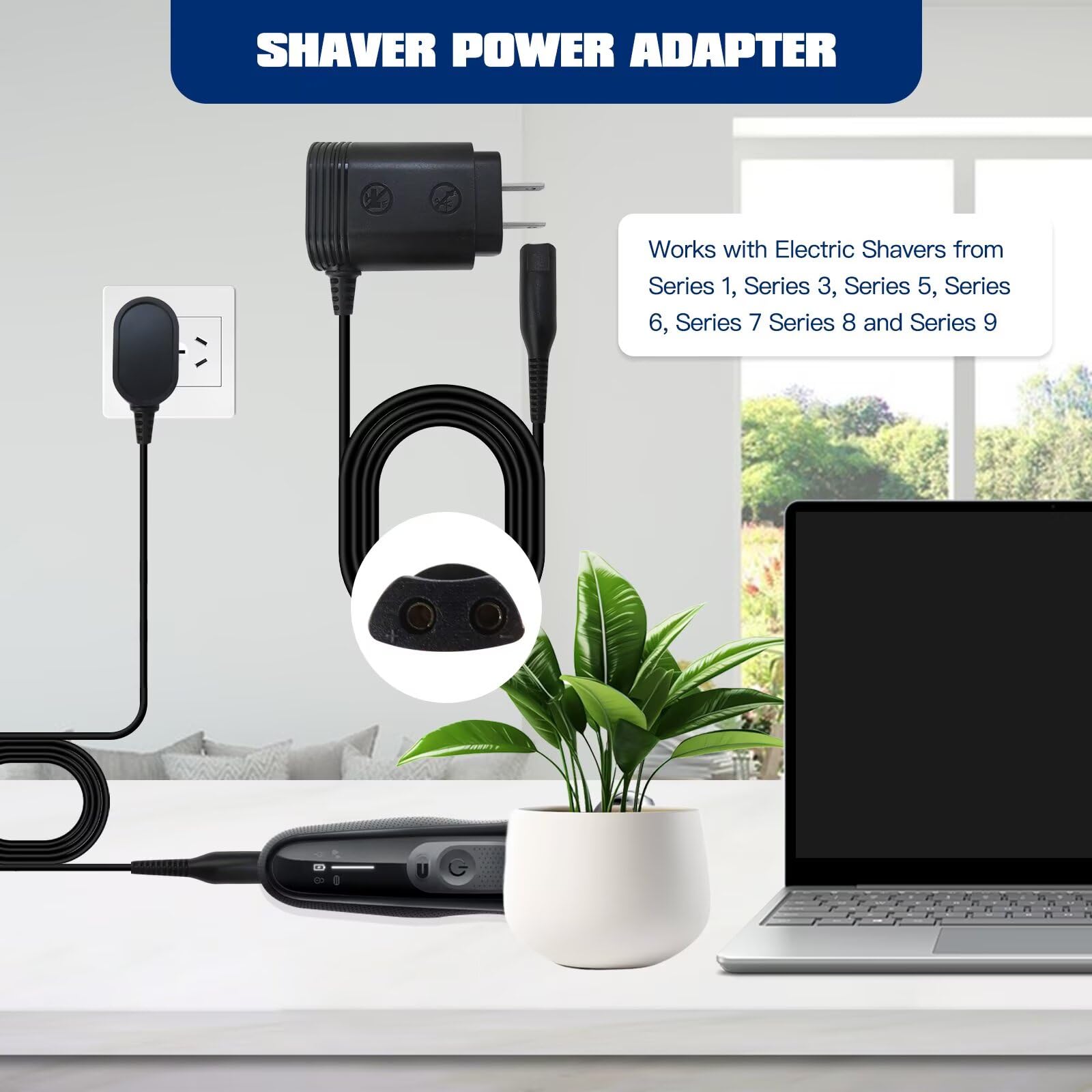 Replacement Wall Charger for Braun Shavers Series 1 3 5 7 9 - Part-No.: 81719643 - Type 5769, 5764, 5795, 5790, 5791, 5793-12V 400mA Wall Power Adapter