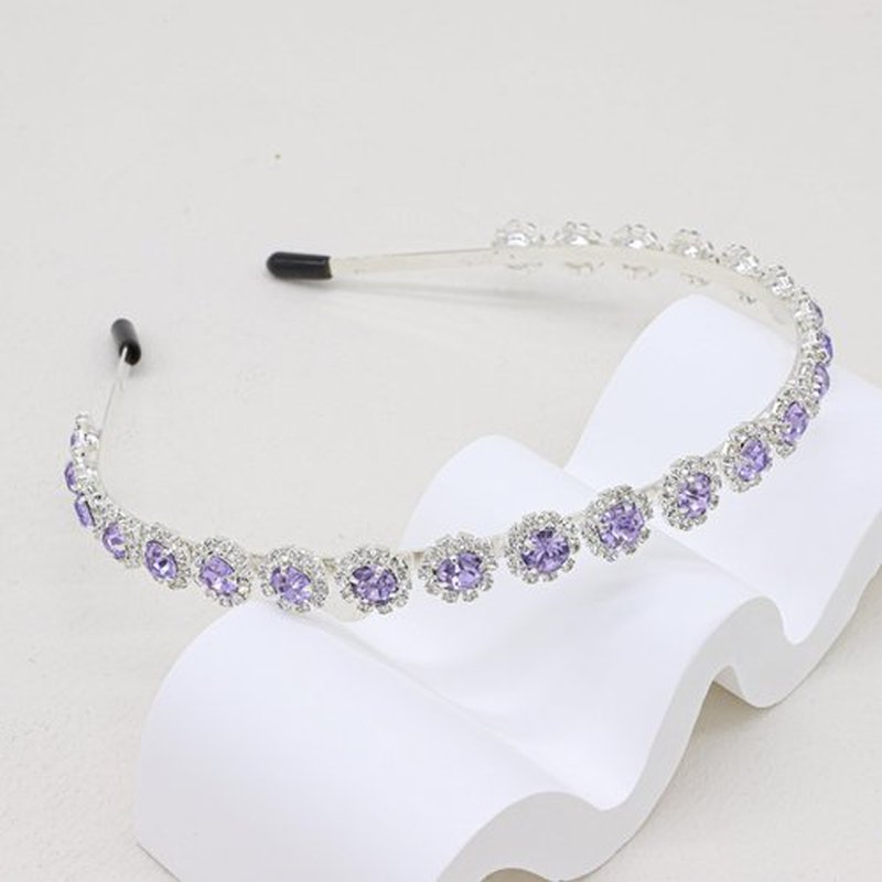 Ammei Headpiece Bridal Headpiece Wedding Headband with Crystal and Hair Accessories (Purple, 5.5'')