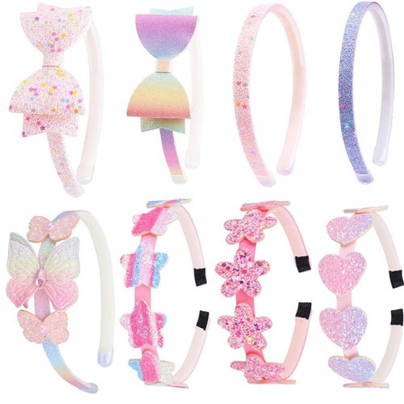 Tomolucky Direct 8PCS Headband for Girls,Cute Sparkly Girls Headband Glitter Hair Bands Non Slip Bow Hair Accessories Sweet Hairband for Women,Girl