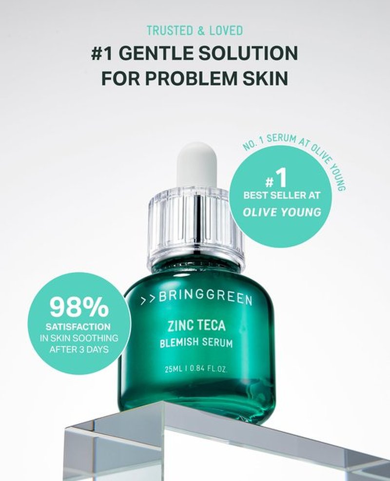 BRING GREEN ZINC TECA Serum with Niacinamide | Soothing Face Serum for Sensitive Skin, Pore Minimizing & Hydrating | Korean Skincare for Breakouts & Uneven Texture