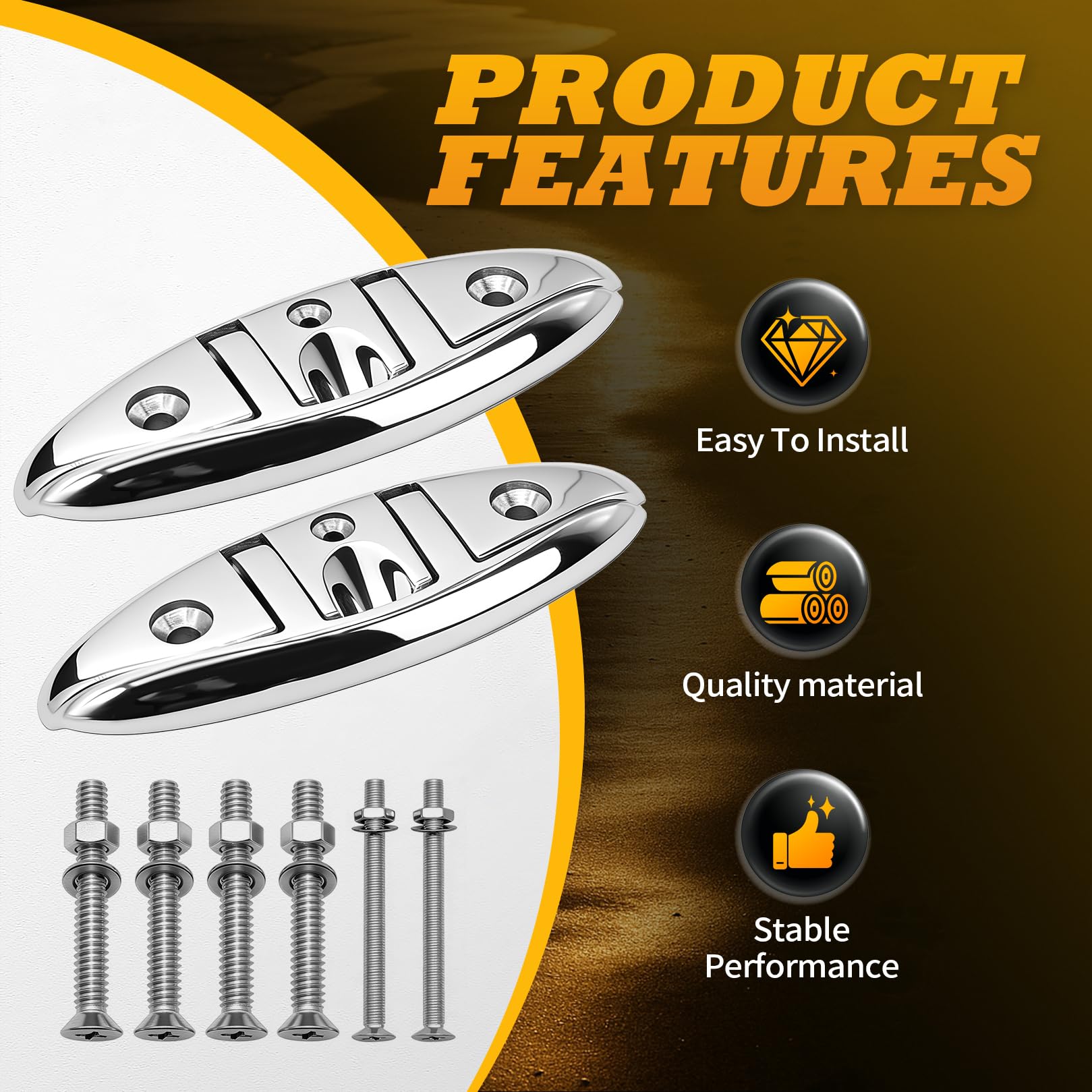 Jecoupoon 2pcs 6 inch 6" Dock Cleats Marine Boat 316 Stainless Flip Up Cleats Folding Cleat with Screws and Nuts