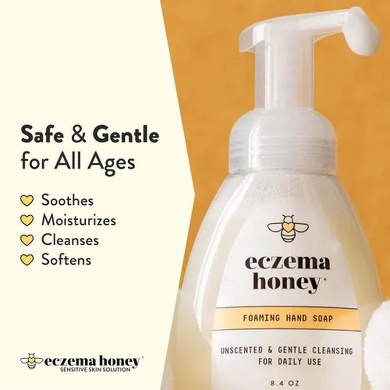 ECZEMA HONEY Gentle Foaming Hand Soap - Non-Toxic, Unscented Cleanser for Dry Hands - 8.4 Oz Organic Honey Wash