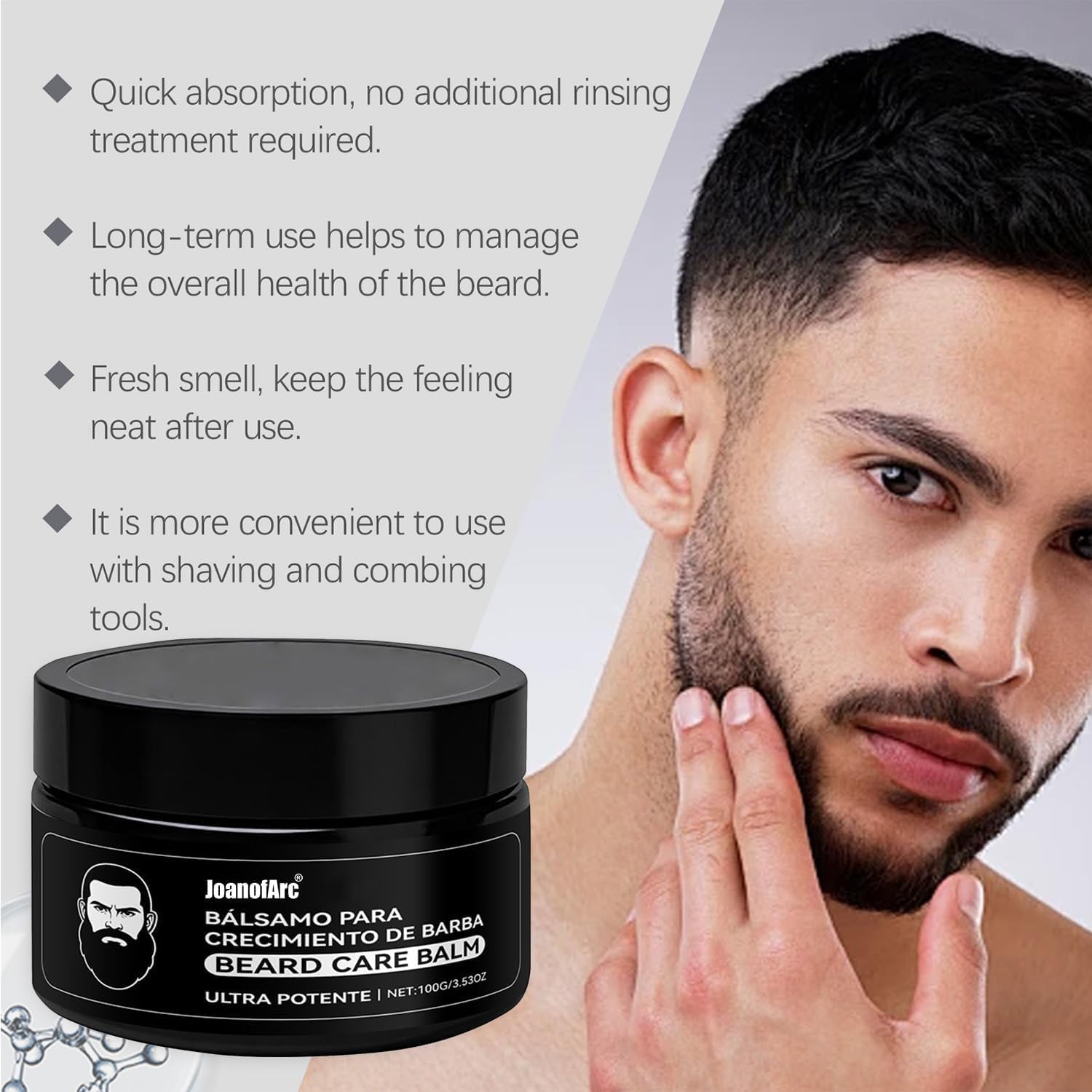 Beard Stimulating Balm for Men, Moisturizes & Strengthens Beard, Tames Flyaways & Hydrates Skin, 100 ml / 3.5 oz, Para Barba