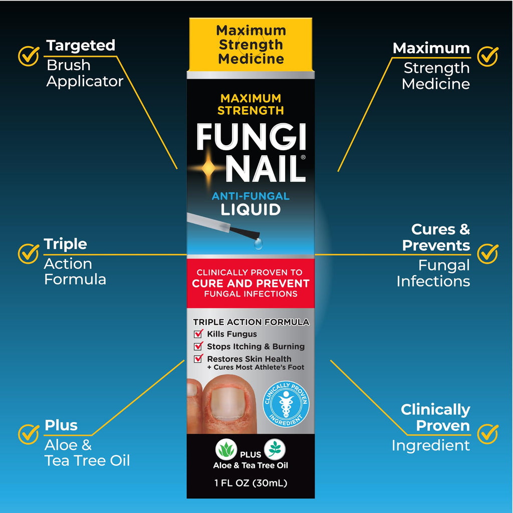 Fungi-Nail Anti-Fungal Liquid Solution, Kills Toe Fungus and Tolnaftate & Clincially Proven to Cure and Prevent Fungal Infections, 1 Oz (Pack of 1)
