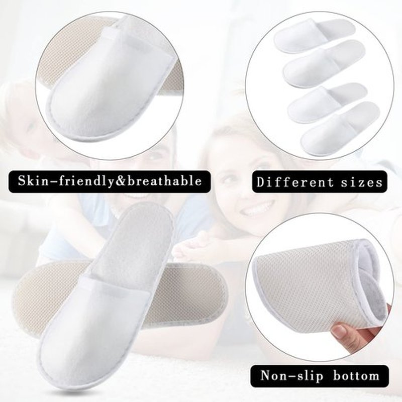 Geyoga 30 Pairs Disposable Spa Slippers for Guest Non Slip House Hotel Closed Toe Indoor Slipper for Men Women Home Wedding Travel, 2 Size(White)