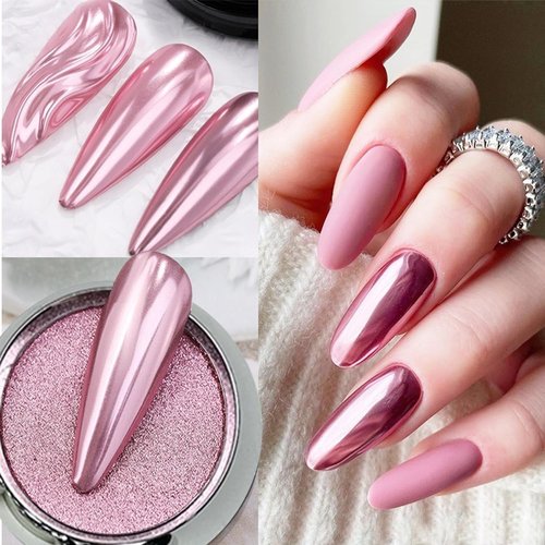 6 Colors Chrome Nail Powder Aurora Nail Powder Iridescent Pearl Nail Art Powder Metallic Mirror Effect Pigment Glitter Dust Kit Nail Art Supplies for Gel Polish Nail