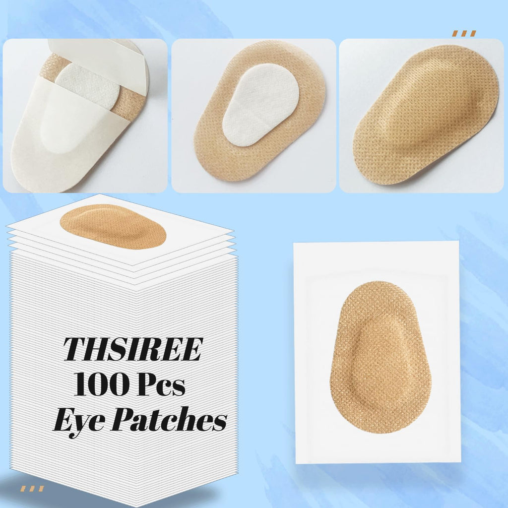 THSIREE 100 Pcs Adhesive Eye Patches for Kids, Medical Eye Patch Disposable Breathable Eyepatch for Amblyopia Lazy Eye Latex Free Adhesive Bandages for Children, 2.95 × 1.97 inches, Nude Color
