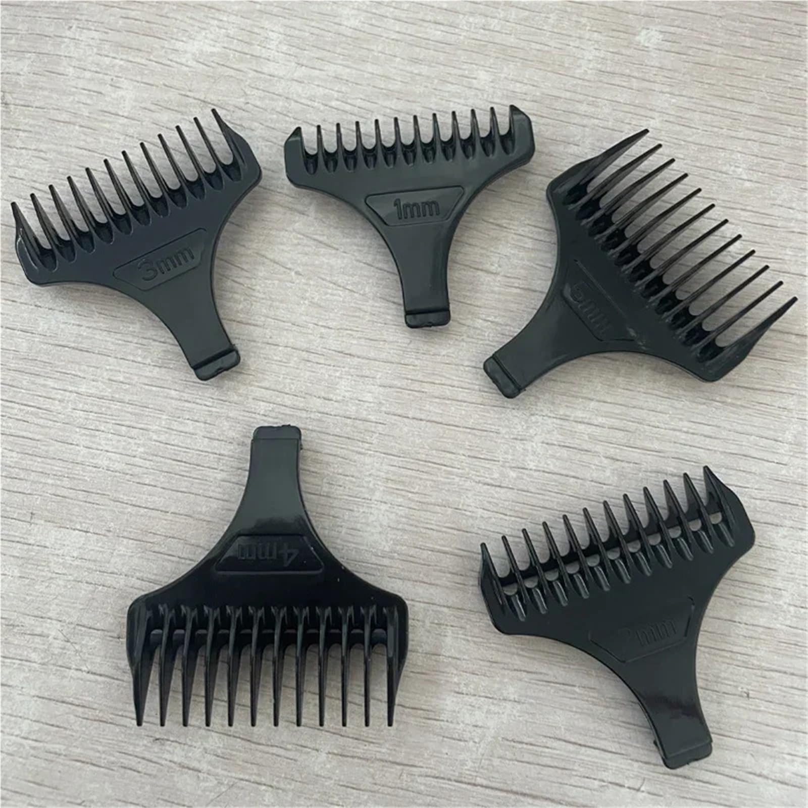 Hair Trimmer Limit Comb Universal Black Guards Hairdresser Hair Cutting Guide，Compatible For Kemei，KM-2293 KM-2299 1 2 3 4 5mm Comb