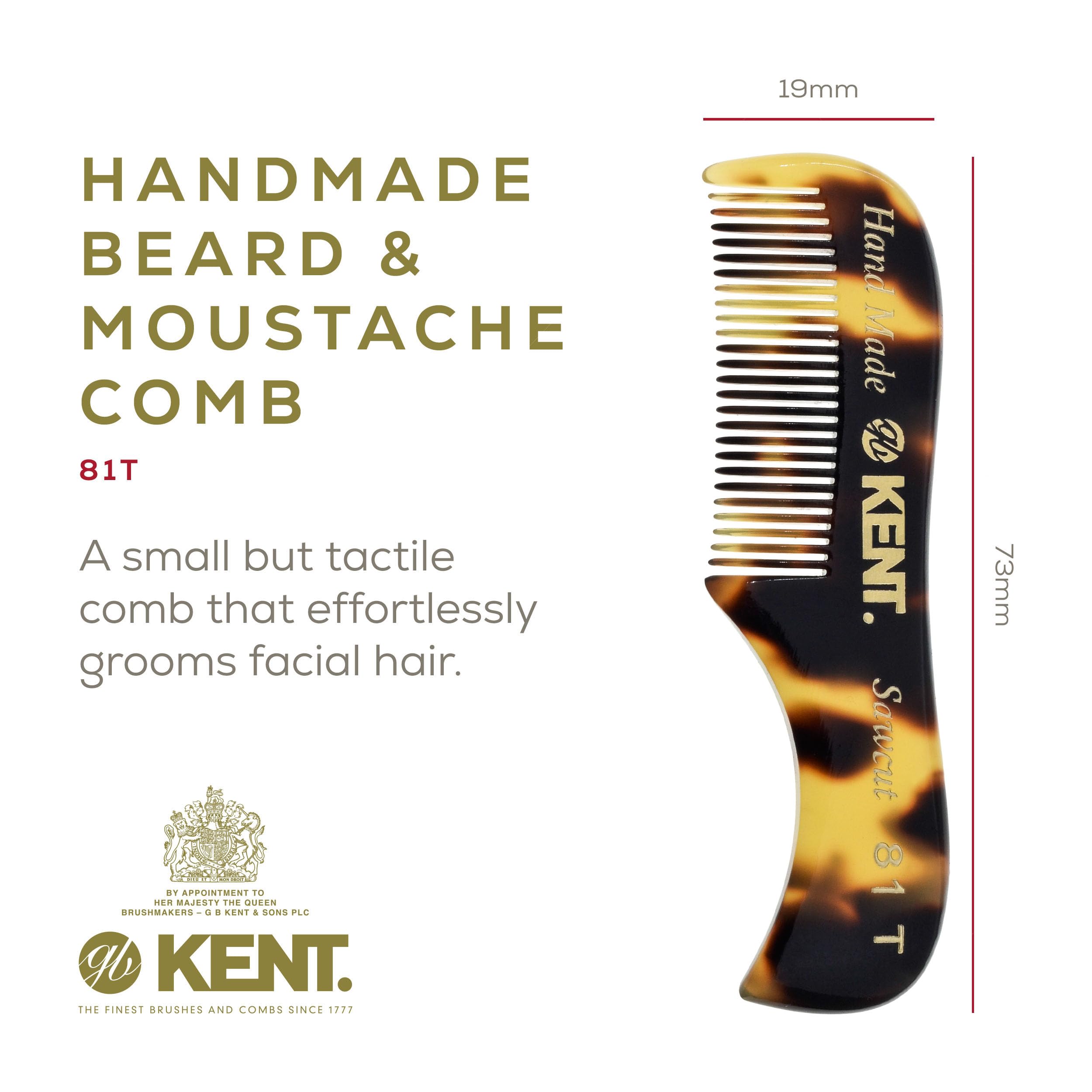 Kent 81T FOT Tokyo Yellow Beard Pocket Comb Set for Men - Beard Kit for Travel and Home, Mustache Comb for Men, Mini Comb Beard Combs for Mens Grooming, Sawcut Hand polished Made in England