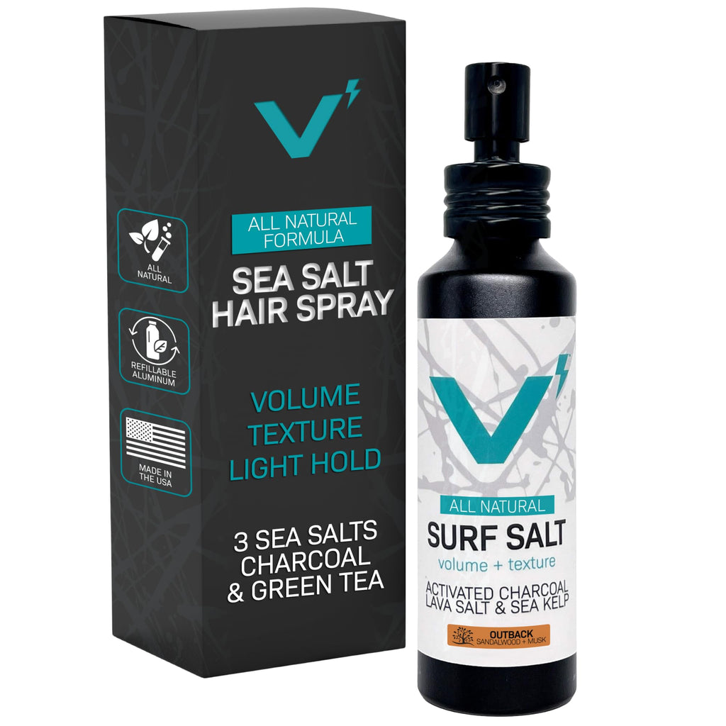 VOLT Grooming Surf Sea Salt Spray for Men, Hair & Beard Natural Volumizing Texture Spray with Activated Charcoal, Sea Kelp, Aerosol Free Hair Texturizer, Fragrance Free, 2.7 Fl Oz TSA Travel Bottle