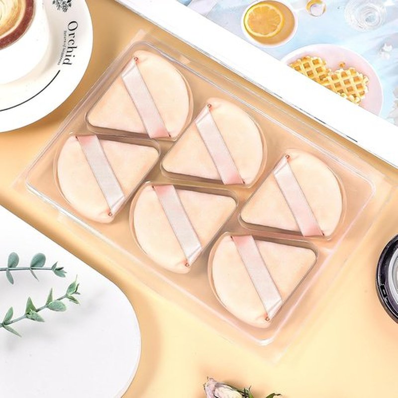 Skiennix Triangle Powder Puff - Soft Makeup Sponge Set for Face Powder | 6 Pieces in Flesh Color