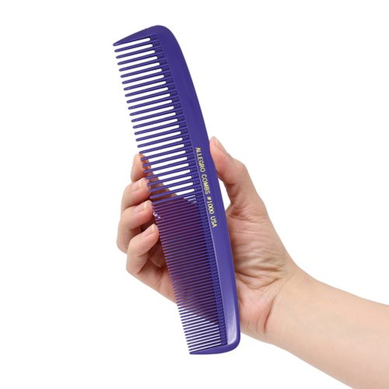 Allegro Combs 1000 X-Large Styling Comb Hair Cutting Barber Stylist Combs All Purpose Wide And Fine Tooth Made In The USA. 1 Pc. (Purple)
