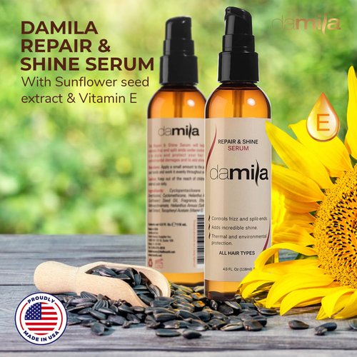 Damila Repair & Shine Serum - Split End Repair & Frizz Control for Shiny Hair | 4.1 Fl Oz