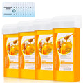 Roll on Wax Refill Kit: 4 Honey Wax Roller Refill & 10 Cleaning Wipes - Hair Removal Cartridge for Body Leg Arm (100g/3.53oz, 4 Pack)