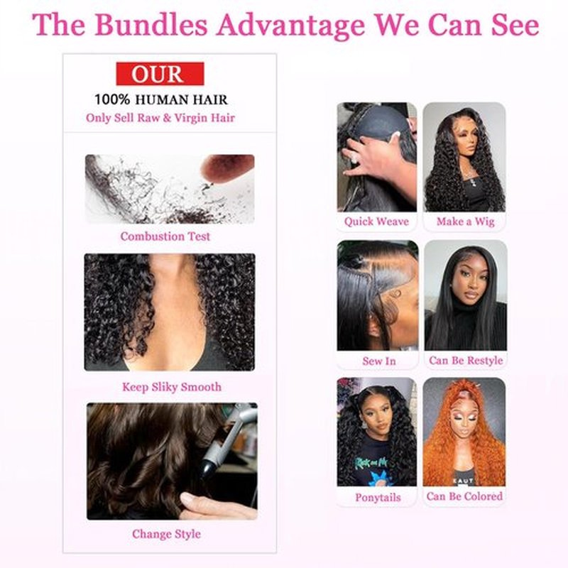 Burmese Curly Bundles Human Hair 18 20 22 Inch Brazilian Deep Wave Bundles 100% Unprocessed Virgin Hair Quick Weave Human Hair Bundles with Spiral End Human Hair Extensions Natural Black