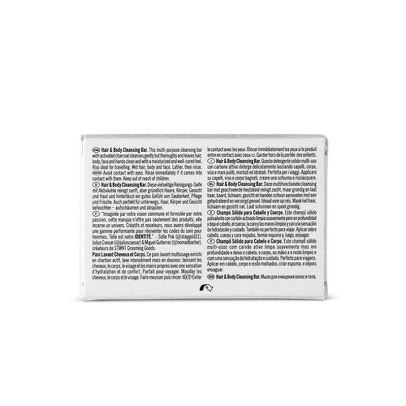 STMNT Grooming Goods Hair & Body Cleansing Bar - 4.4 oz | Sulfate-Free Moisturizing Formula with Activated Charcoal | Travel-Friendly