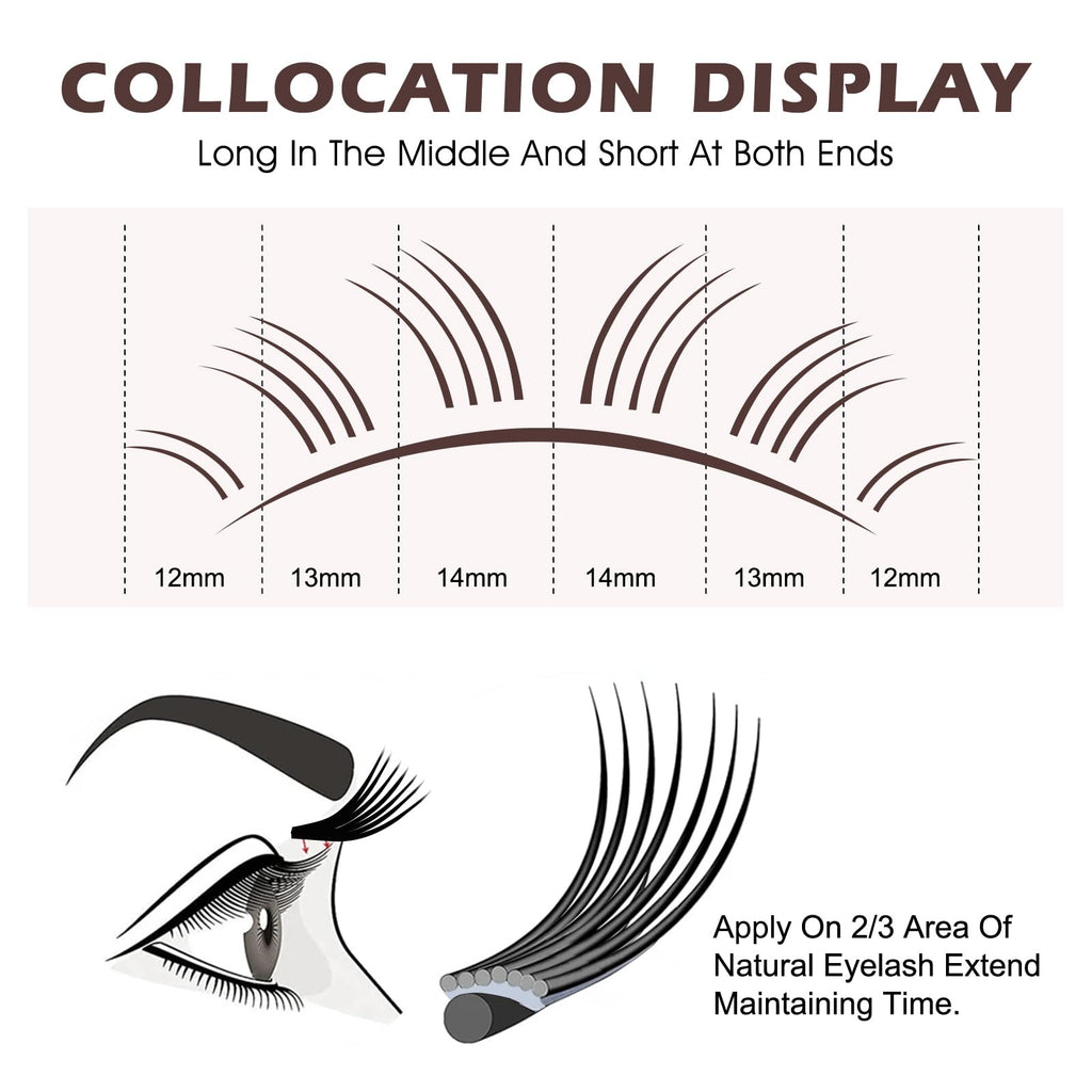 NATUHANA Classic Volume Lash Extensions 0.07 D Curl 8-14mm Mix Tray Brown
