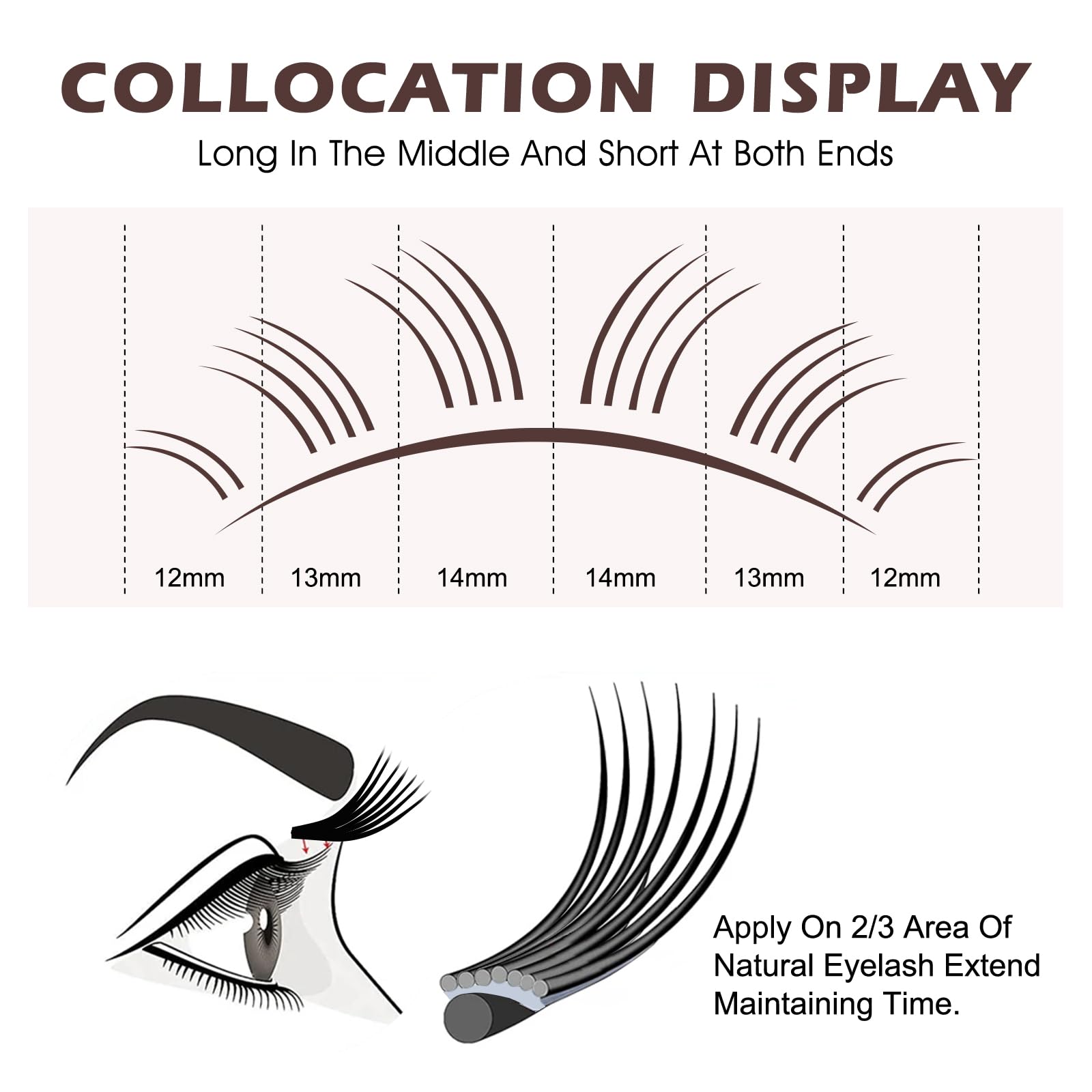 NATUHANA Classic Volume Lash Extensions 0.07 D Curl 8-14mm Mix Tray Brown