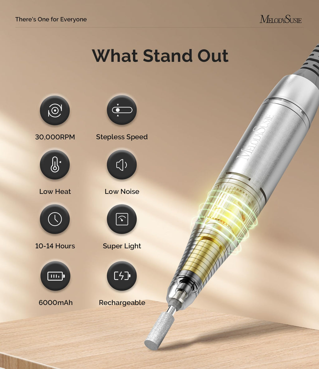 MelodySusie Portable Clip-On Nail Drill SC320H for Gel Removal & Nail Prep