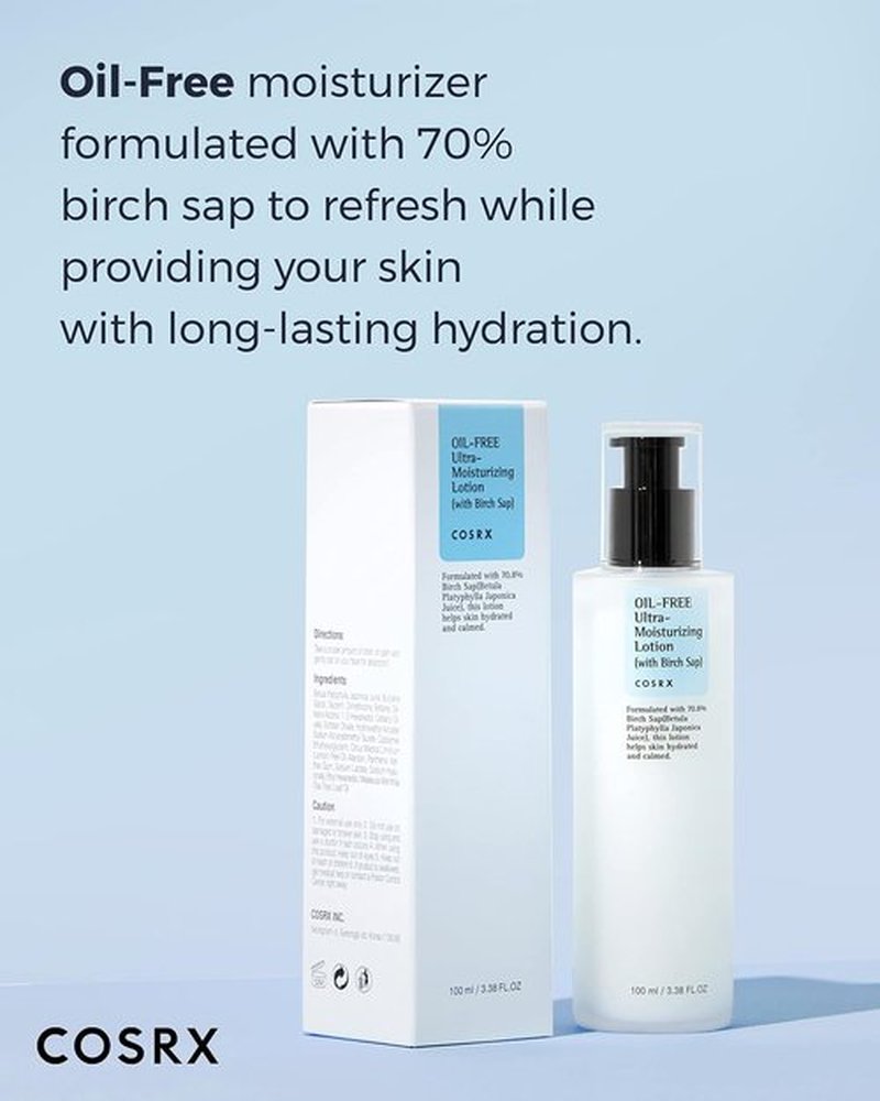 COSRX Oil-Free Lotion - Hydrating Daily Acne Facial Moisturizer for All Skin Types | 3.38 fl. oz / 100ml