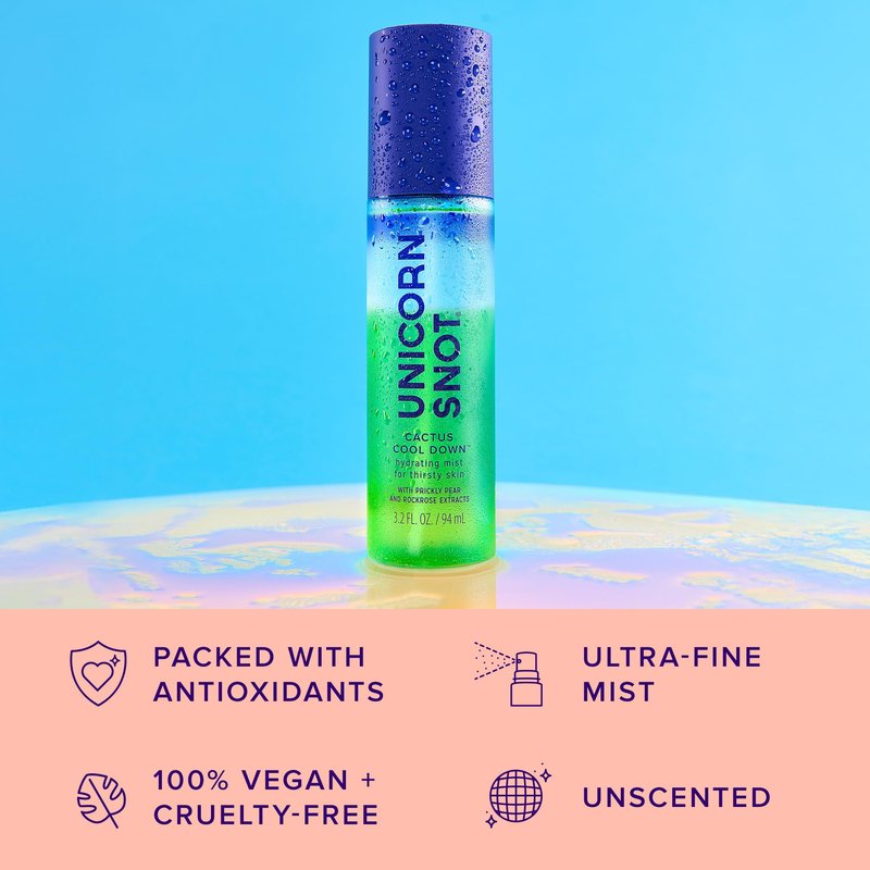 Unicorn Snot Cactus Cool Down™ After Sun Soothing Spray - Hydrating Facial Mist, Makeup Primer & Blue Light Shield – Cooling Spray with Aloe, Jojoba & Prickly Pear