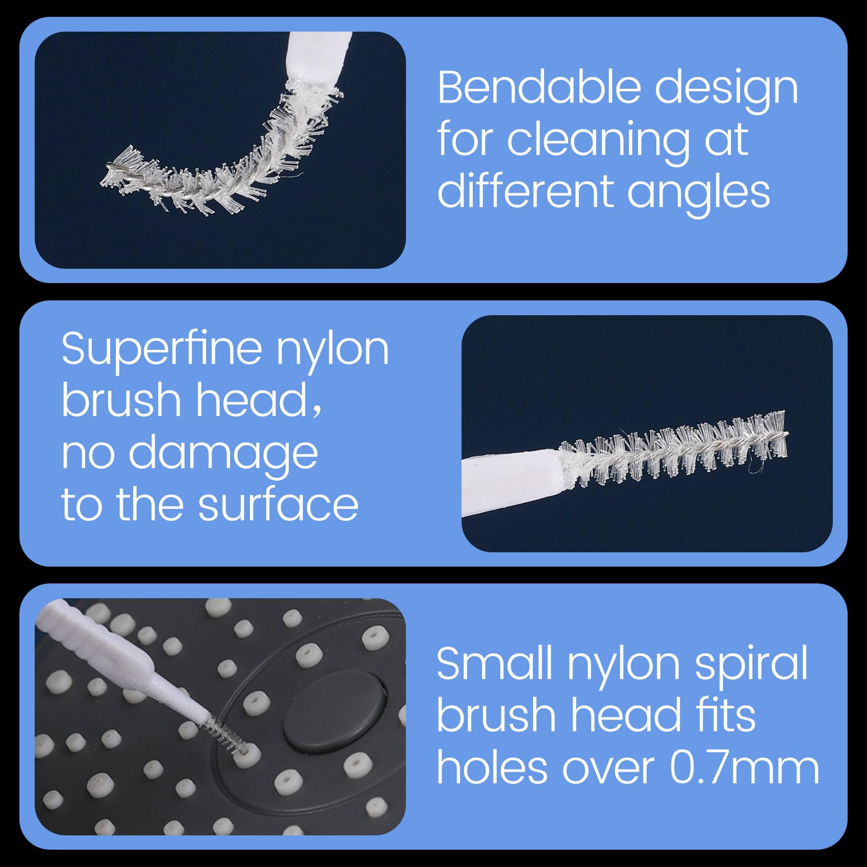 YALOJE 10 Pcs Shower Head Cleaning Brush, Anti-Clogging Multifunctional Gap Hole Cleaning Brushes, Tiny Shower Head Crevice Cleaner Brush Cleaning Tool for Bathroom Household Faucets- White