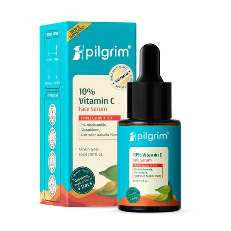Pilgrim 10% Vitamin C Face Serum - Anti-Aging Formula with 5% Niacinamide & Kakadu Plum | Reduces Fine Lines & Boosts Radiance | 1.01 Fl Oz (30ml)