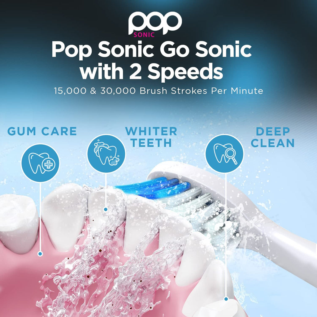 Pop Sonic Electric Toothbrush (Blue Bubble) - Travel Toothbrushes w/AAA Battery | Kids Electric Toothbrushes with 2 Speed & 15,000-30,000 Strokes/Minute, Dupont Nylon Bristles