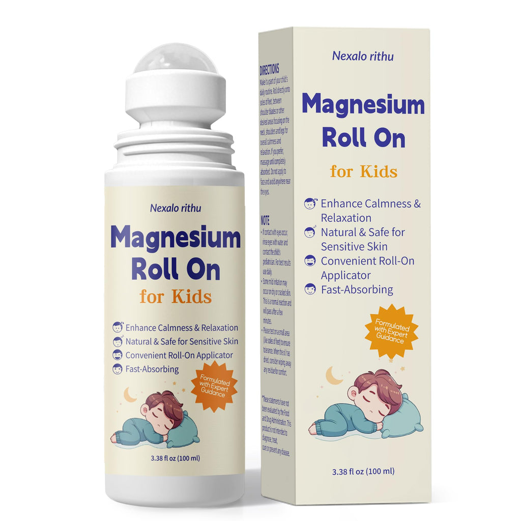 Magnesium Roll-On for Kids with Dead Sea Magnesium Chloride, Calming Routine & Muscle Comfort Support, Fast-Absorbing Non-Greasy, with Chamomile & Aloe, 3.38 fl oz