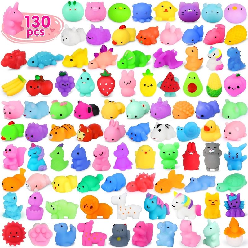 Yunaking 130PCS Mochi Squishies - Kawaii Stress Relief Fidget Toys for Kids | Perfect Party Favors & Classroom Prizes