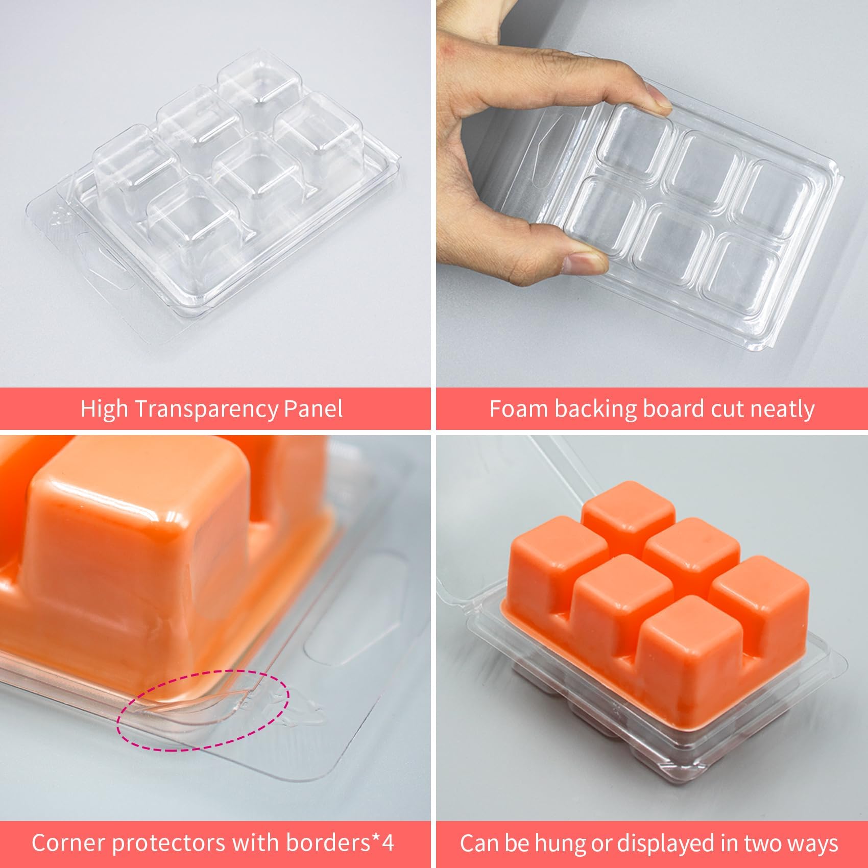 PCREGPAE Thickened Wax Melt Molds Containers Clamshells Packaging for Wax Melts,Wax Tart Packaging for Enterprises or Households,Wax Seal Mold,Scentsy Wax Melts,Soy Wax,Wax Melt Warmer (110pcs)